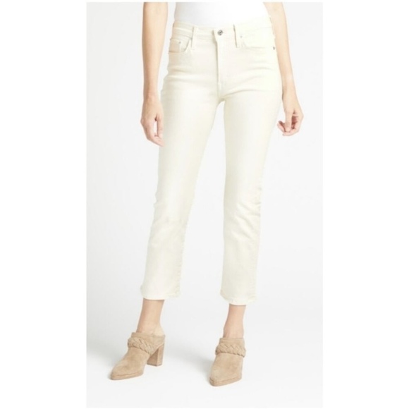 NWT Edwin Elin Crop Straight Denim Jeans Vanilla Cream Womens‎ Size 32 - Picture 1 of 16